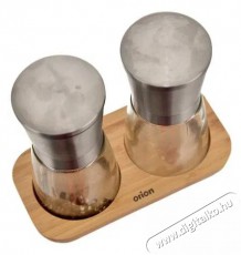 Orion Fűszerőrlő, &uuml;veg/rozsdamentes ac&eacute;l + bambusz t&aacute;lca, 13,6 cm magas, 2 db Konyhai term&eacute;kek - Konyhai eszk&ouml;z - S&oacute; &eacute;s bors &ouml;rlő - 515714