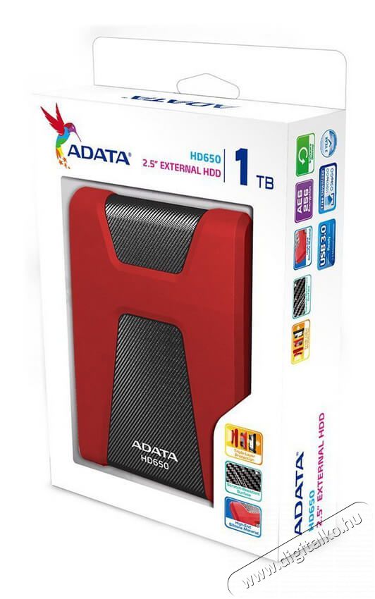 Adata AHD650 2,5" 1TB USB3.0  (AHD650-1TU3-CRD) &uuml;t&eacute;s&aacute;ll&oacute; k&uuml;lső merevlemez - piros Iroda &eacute;s sz&aacute;m&iacute;t&aacute;stechnika - Adatt&aacute;rol&oacute; / merevlemez - K&uuml;lső HDD - 323602