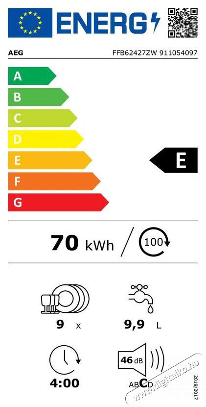 AEG FFB62427ZW SatelliteClean Konyhai term&eacute;kek - Mosogat&oacute;g&eacute;p - Norm&aacute;l (60cm) szabadon&aacute;ll&oacute; mosogat&oacute;g&eacute;p - 504279