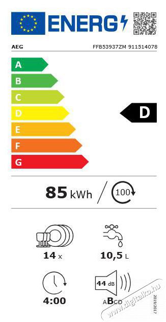 AEG FFB53937ZM Szabadon&aacute;ll&oacute; mosogat&oacute;g&eacute;p Konyhai term&eacute;kek - Mosogat&oacute;g&eacute;p - Norm&aacute;l (60cm) szabadon&aacute;ll&oacute; mosogat&oacute;g&eacute;p - 495740