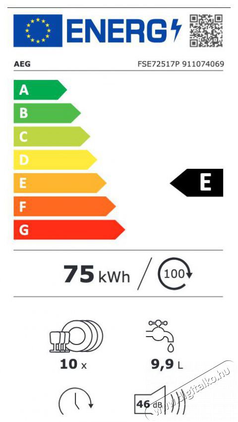 AEG FSE72517P Be&eacute;p&iacute;thető keskeny mosogat&oacute;g&eacute;p Konyhai term&eacute;kek - Mosogat&oacute;g&eacute;p - Keskeny (45cm-ig) be&eacute;p&iacute;thető mosogat&oacute;g&eacute;p - 381814