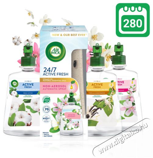 AIR WICK Active Fresh diff&uacute;zor - 280 napra elegendő illatk&eacute;szlet H&aacute;ztart&aacute;s / Otthon / K&uuml;lt&eacute;r - Egy&eacute;b h&aacute;ztart&aacute;si term&eacute;k - 523541