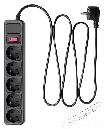 Akyga AK-SP-06B 3m 5 aljzat t&uacute;lfesz&uuml;lts&eacute;gv&eacute;dő fekete eloszt&oacute; H&aacute;ztart&aacute;s / Otthon / K&uuml;lt&eacute;r - Vil&aacute;g&iacute;t&aacute;s / elektromoss&aacute;g - H&aacute;l&oacute;zati eloszt&oacute; / hosszabb&iacute;t&oacute; / adapter - 457175
