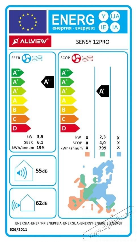 Allview PRO 12000 BTU WI-FI kl&iacute;ma, A++/A+ energiaoszt&aacute;ly, plazma, UV, alv&oacute; m&oacute;d, Eco m&oacute;d, Sensy 12 PRO, feh&eacute;r H&aacute;ztart&aacute;s / Otthon / K&uuml;lt&eacute;r - Ventil&aacute;tor / L&eacute;gkondicion&aacute;l&oacute; - Split kl&iacute;ma - 535955