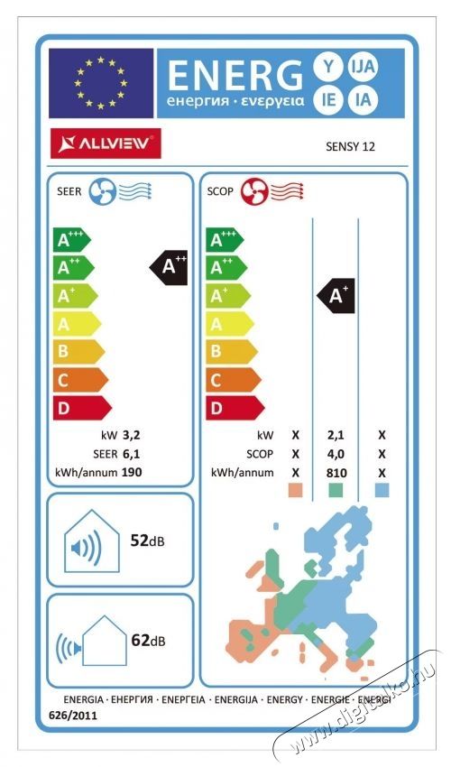 Allview Sensy 12 12000 BTU WI-FI kl&iacute;ma, A++/A+ energiaoszt&aacute;ly, 3 m-es szerel&eacute;si k&eacute;szlet, alv&oacute; &uuml;zemm&oacute;d, Eco &uuml;zemm&oacute;d, feh&eacute;r H&aacute;ztart&aacute;s / Otthon / K&uuml;lt&eacute;r - Ventil&aacute;tor / L&eacute;gkondicion&aacute;l&oacute; - Split kl&iacute;ma - 535956