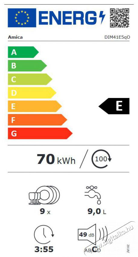Amica DIM41E5qO be&eacute;p&iacute;thető mosogat&oacute;g&eacute;p Konyhai term&eacute;kek - Mosogat&oacute;g&eacute;p - Keskeny (45cm-ig) be&eacute;p&iacute;thető mosogat&oacute;g&eacute;p - 501423