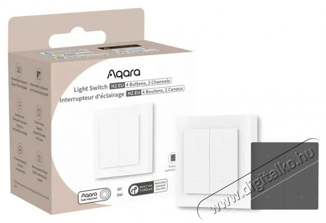 AQARA Light Switch H2 EU 4 Buttons, 2 Channels (WS-K08D) H&aacute;ztart&aacute;s / Otthon / K&uuml;lt&eacute;r - Okos otthon - Kieg&eacute;sz&iacute;tő - 523756