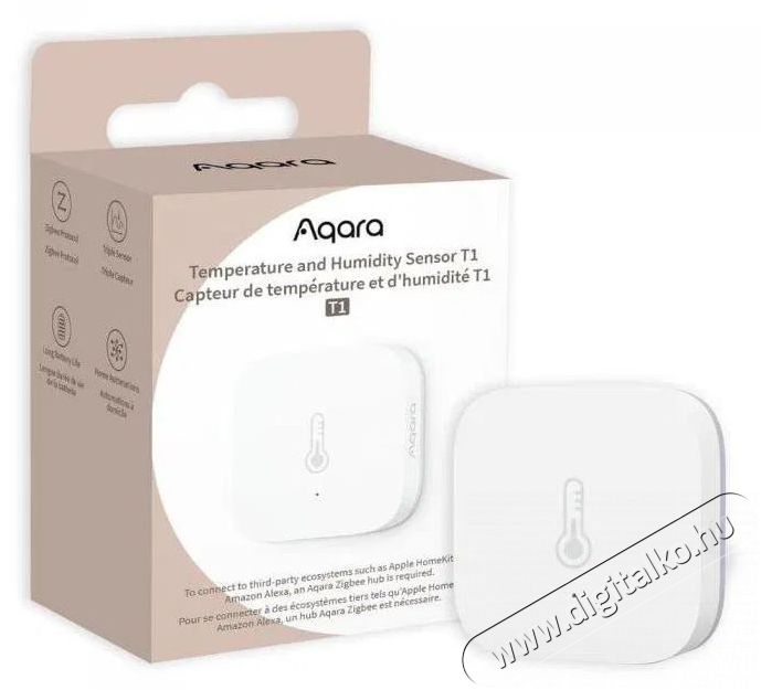 AQARA Temperature and Humidity Sensor T1 H&aacute;ztart&aacute;s / Otthon / K&uuml;lt&eacute;r - Okos otthon - Kieg&eacute;sz&iacute;tő - 519327