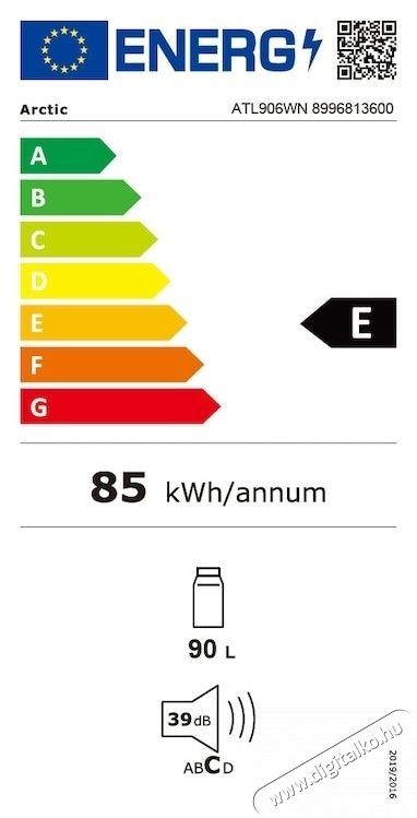 ARCTIC ATL906WN, Egyajt&oacute;s hűtő, 88 l, E energiaoszt&aacute;ly, Garden Fresh, Mix Zone, M 85 cm, Feh&eacute;r Konyhai term&eacute;kek - Hűtő, fagyaszt&oacute; (szabadon&aacute;ll&oacute;) - Egyajt&oacute;s hűtő - 534837