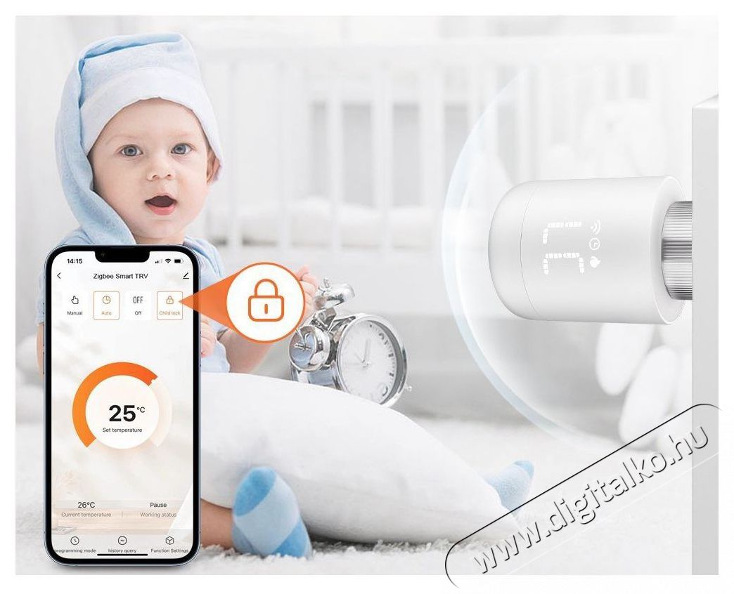 AVATTO TRV16 Zigbee for Electric thermostat H&aacute;ztart&aacute;s / Otthon / K&uuml;lt&eacute;r - Okos otthon - Termoszt&aacute;t - 508058