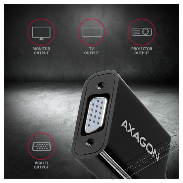 Axagon RVD-VGN Displayport - VGA Adapter Tv kieg&eacute;sz&iacute;tők - K&aacute;bel / csatlakoz&oacute; - Csatlakoz&oacute; / eloszt&oacute; / &aacute;talak&iacute;t&oacute; - 395418
