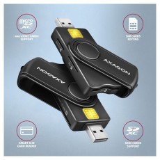 Axagon CRE-SMP2A USB Smart card & SD/microSD/SIM card PocketReader &ouml;sszecsukhat&oacute; okos k&aacute;rtyaolvas&oacute; Iroda &eacute;s sz&aacute;m&iacute;t&aacute;stechnika - Egy&eacute;b sz&aacute;m&iacute;t&aacute;stechnikai term&eacute;k - 459256