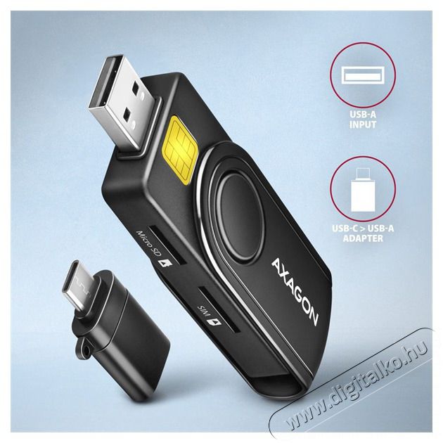 Axagon CRE-SMP2A USB Smart card & SD/microSD/SIM card PocketReader &ouml;sszecsukhat&oacute; okos k&aacute;rtyaolvas&oacute; Iroda &eacute;s sz&aacute;m&iacute;t&aacute;stechnika - Egy&eacute;b sz&aacute;m&iacute;t&aacute;stechnikai term&eacute;k - 459256