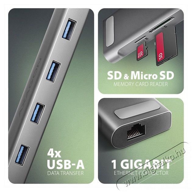 Axagon HMC-10HLS USB-C 5Gbps LONGER 9in1 hub Iroda &eacute;s sz&aacute;m&iacute;t&aacute;stechnika - Notebook kieg&eacute;sz&iacute;tő - USB hub / eloszt&oacute; - 500353