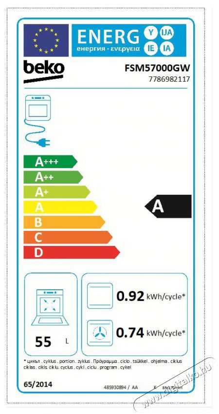 Beko FSM57000GW elektromos tűzhely Konyhai term&eacute;kek - S&uuml;tő-főzőlap, tűzhely (szabadon&aacute;ll&oacute;) - Elektromos tűzhely (szabadon&aacute;ll&oacute;) - 345487