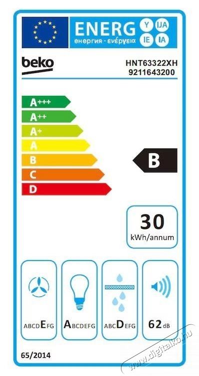 Beko Beko HNT63322XH be&eacute;p&iacute;thető teleszk&oacute;pos p&aacute;raelsz&iacute;v&oacute;, 320 m&sup3;/h maxim&aacute;lis l&eacute;g&aacute;raml&aacute;s, F&eacute;m szűrő, 60cm, Inox Konyhai term&eacute;kek - P&aacute;raelsz&iacute;v&oacute; - Be&eacute;p&iacute;thető / kih&uacute;zhat&oacute; - 533008