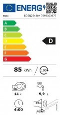 Beko BDSN26430X, F&eacute;lig be&eacute;p&iacute;thető mosogat&oacute;g&eacute;p, 60 cm, Ujjlenyomat mentes rozsdamentes ac&eacute;l Konyhai term&eacute;kek - Mosogat&oacute;g&eacute;p - Norm&aacute;l (60cm) be&eacute;p&iacute;thető mosogat&oacute;g&eacute;p - 534863