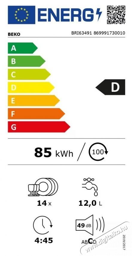 Beko BRI63491 Be&eacute;p&iacute;thető mosogat&oacute;g&eacute;p, feh&eacute;r Konyhai term&eacute;kek - Mosogat&oacute;g&eacute;p - Norm&aacute;l (60cm) be&eacute;p&iacute;thető mosogat&oacute;g&eacute;p - 534864