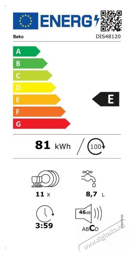 Beko DIS48120 Be&eacute;p&iacute;thető mosogat&oacute;g&eacute;p Konyhai term&eacute;kek - Mosogat&oacute;g&eacute;p - Keskeny (45cm-ig) be&eacute;p&iacute;thető mosogat&oacute;g&eacute;p - 534865