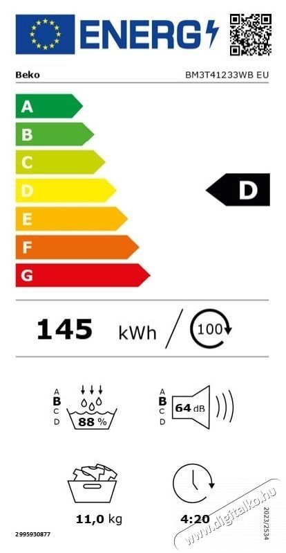 Beko BM3T41233WBEU  sz&aacute;r&iacute;t&oacute;g&eacute;p, hőszivatty&uacute;s, 11 kg, 15 program, D energiaoszt&aacute;ly, Iron finish, ProSmart Inverter motor, Aquawave, Hygienic Drying, feh&eacute;r H&aacute;ztart&aacute;s / Otthon / K&uuml;lt&eacute;r - Mos&oacute;g&eacute;p / sz&aacute;r&iacute;t&oacute;g&eacute;p - Sz&aacute;r&iacute;t&oacute;g&eacute;p - 536117