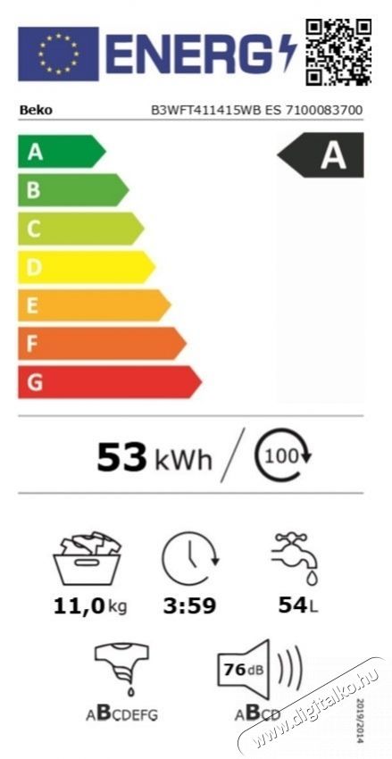 Beko B3WFT411415WBES Mos&oacute;g&eacute;p, A energiaoszt&aacute;ly, EnergySpin, SteamCure, 11 kg, 1400 fordulat/perc, Feh&eacute;r H&aacute;ztart&aacute;s / Otthon / K&uuml;lt&eacute;r - Mos&oacute;g&eacute;p / sz&aacute;r&iacute;t&oacute;g&eacute;p - El&ouml;lt&ouml;ltős norm&aacute;l (60cm-ig) mos&oacute;g&eacute;p - 536134