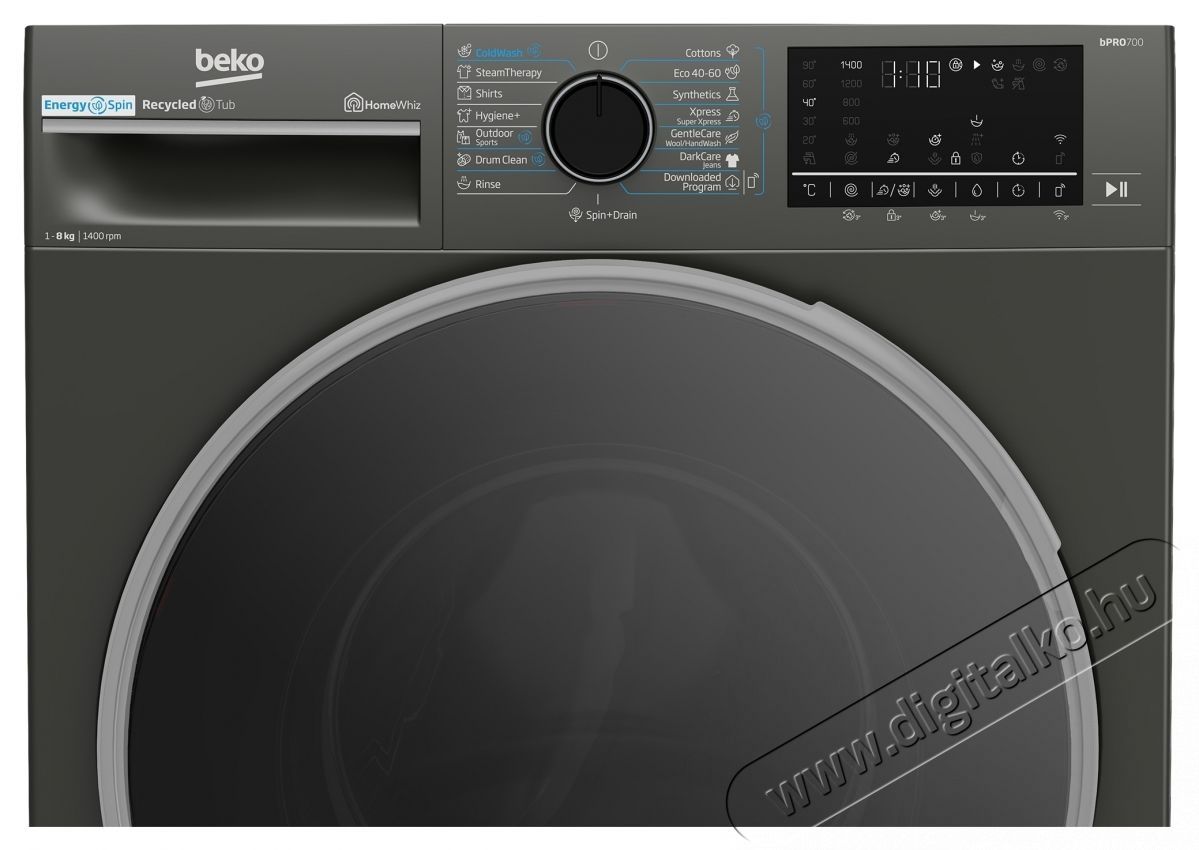 Beko B7WFU68418MB2 ES mos&oacute;g&eacute;p, 8 kg, 1400 fordulat/perc, A energiaoszt&aacute;ly, EnergySpin, SteamCure, Wi-Fi, Sz&uuml;rke H&aacute;ztart&aacute;s / Otthon / K&uuml;lt&eacute;r - Mos&oacute;g&eacute;p / sz&aacute;r&iacute;t&oacute;g&eacute;p - El&ouml;lt&ouml;ltős norm&aacute;l (60cm-ig) mos&oacute;g&eacute;p - 536124