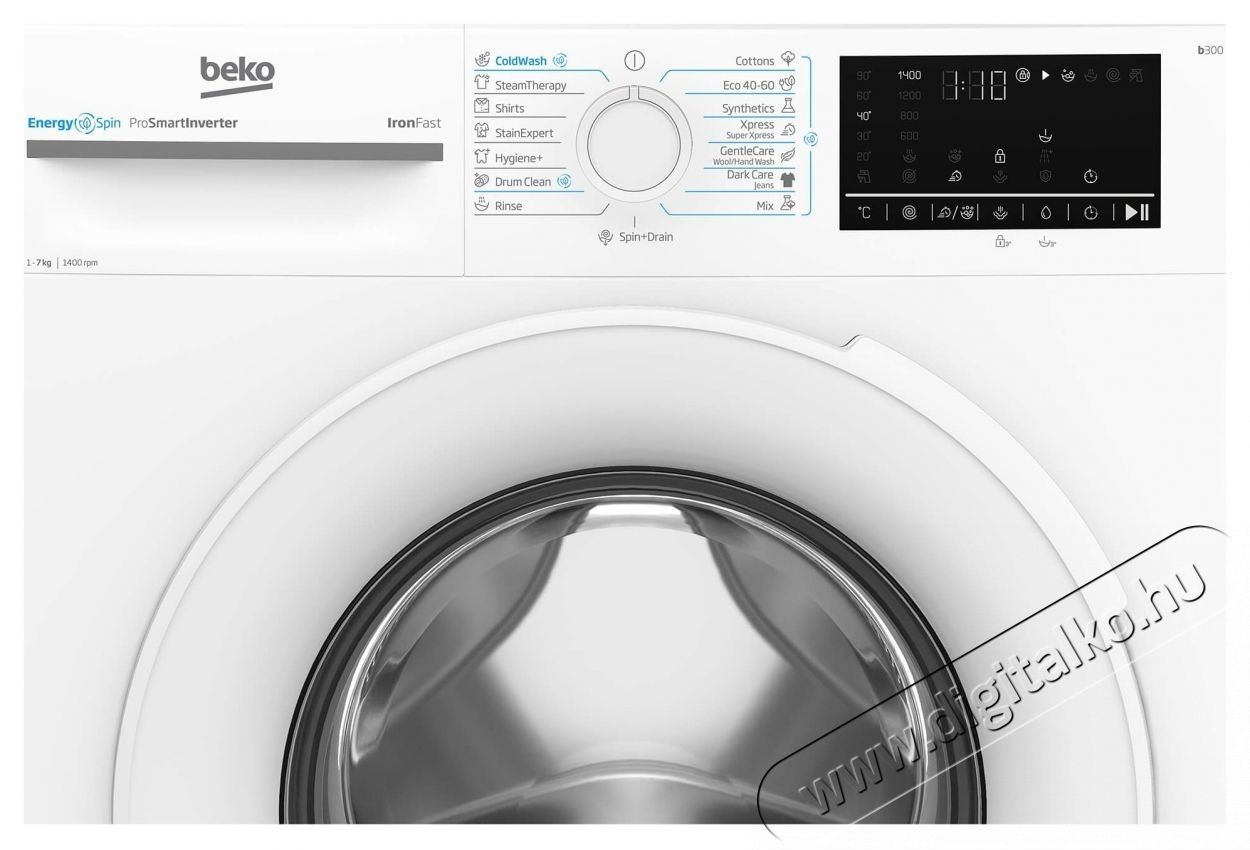 Beko BM3WFU47415WW mos&oacute;g&eacute;p, 7kg, 1400 RPM, ProSmart Inverter motor, Recycled Tub, Hygiene+, SteamCure, AddXtra, Feh&eacute;r H&aacute;ztart&aacute;s / Otthon / K&uuml;lt&eacute;r - Mos&oacute;g&eacute;p / sz&aacute;r&iacute;t&oacute;g&eacute;p - El&ouml;lt&ouml;ltős norm&aacute;l (60cm-ig) mos&oacute;g&eacute;p - 536125