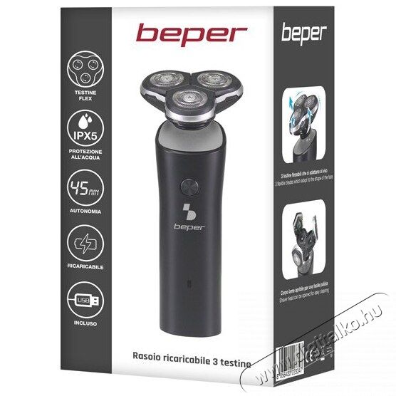Beper P304BAR003 &Uacute;jrat&ouml;lthető borotva, 3 peng&eacute;vel Sz&eacute;ps&eacute;g&aacute;pol&aacute;s / Eg&eacute;szs&eacute;g - Haj&aacute;pol&aacute;s - Haj / szak&aacute;ll v&aacute;g&oacute;, ny&iacute;r&oacute; - 536165