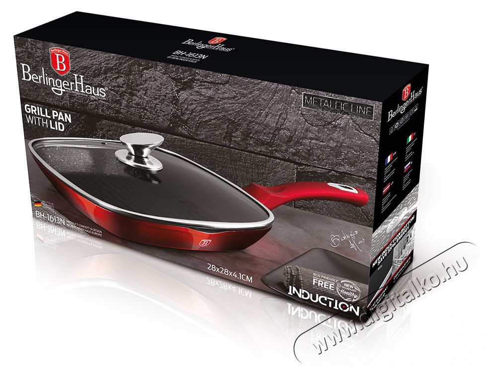 Berlinger Haus BH-1265 serpenyő fedővel 28 cm Burgundy Metallic Line Konyhai term&eacute;kek - Ed&eacute;ny - Grill serpenyő / grill t&aacute;l - 523995
