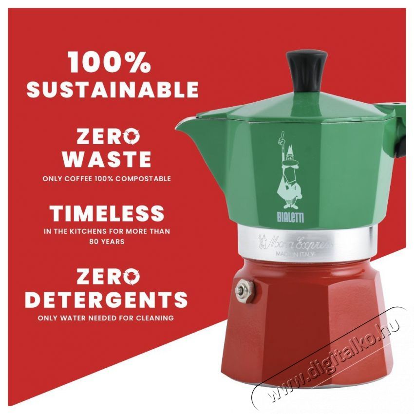 Bialetti Moka Express ITALIA, hatszem&eacute;lyes Konyhai term&eacute;kek - K&aacute;v&eacute;főző / k&aacute;v&eacute;&ouml;rlő / kieg&eacute;sz&iacute;tő - Kotyog&oacute; k&aacute;v&eacute;főző - 524353