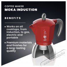 Bialetti Moka 6946 Induction Indukci&oacute;s 6 szem&eacute;lyes kotyog&oacute;s k&aacute;v&eacute;főző - piros Konyhai term&eacute;kek - K&aacute;v&eacute;főző / k&aacute;v&eacute;&ouml;rlő / kieg&eacute;sz&iacute;tő - Kotyog&oacute; k&aacute;v&eacute;főző - 524350