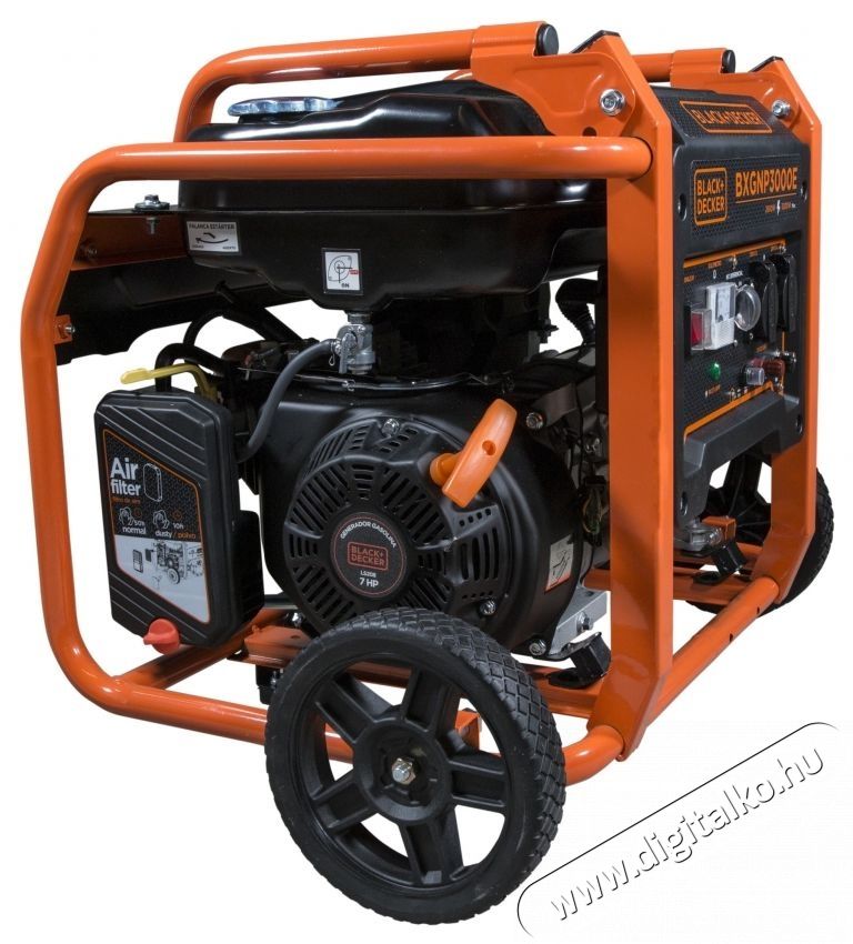 Black & Decker BXGNP3000E Gener&aacute;tor, 3000 W, 13 A, 2 x 230 V, 12 V, 7 LE, 208 CC, 15l &uuml;zemanyagtart&aacute;ly, 10 &oacute;ra auton&oacute;mia, Fekete/Narancss&aacute;rga H&aacute;ztart&aacute;s / Otthon / K&uuml;lt&eacute;r - Szersz&aacute;m - Egy&eacute;b szersz&aacute;m - 536187
