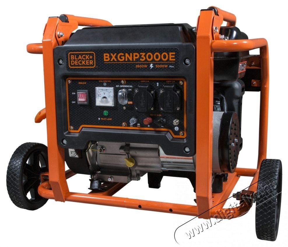 Black & Decker BXGNP3000E Gener&aacute;tor, 3000 W, 13 A, 2 x 230 V, 12 V, 7 LE, 208 CC, 15l &uuml;zemanyagtart&aacute;ly, 10 &oacute;ra auton&oacute;mia, Fekete/Narancss&aacute;rga H&aacute;ztart&aacute;s / Otthon / K&uuml;lt&eacute;r - Szersz&aacute;m - Egy&eacute;b szersz&aacute;m - 536187