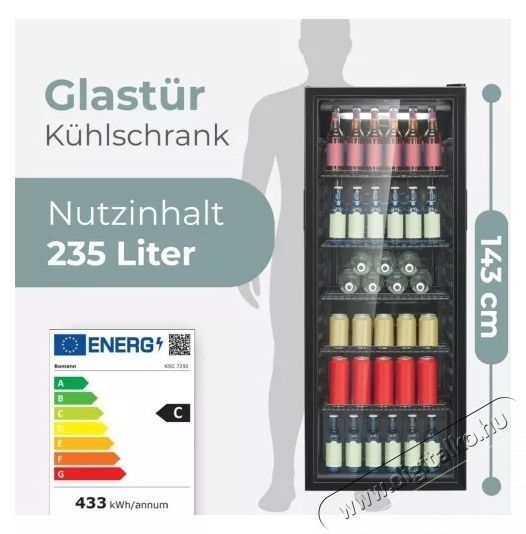 Bomann KSG 7292 fekete italhűtő Konyhai term&eacute;kek - Hűtő, fagyaszt&oacute; (szabadon&aacute;ll&oacute;) - Mini hűtő / minib&aacute;r - 531652