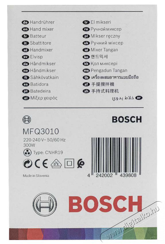 Bosch MFQ3010 k&eacute;zimixer Konyhai term&eacute;kek - Konyhai kisg&eacute;p (elők&eacute;sz&iacute;t&eacute;s / feldolgoz&aacute;s) - K&eacute;zi mixer - 282411