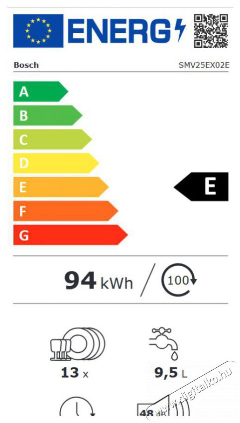 Bosch SMV25EX02E be&eacute;p&iacute;thető mosogat&oacute;g&eacute;p Konyhai term&eacute;kek - Mosogat&oacute;g&eacute;p - Norm&aacute;l (60cm) be&eacute;p&iacute;thető mosogat&oacute;g&eacute;p - 494419