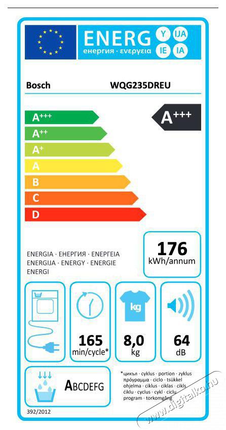 Bosch WQG235DREU Hősz&iacute;vatty&uacute;s kondenz&aacute;ci&oacute;s sz&aacute;r&iacute;t&oacute;g&eacute;p &Ouml;nt&ouml;ttvas sz&uuml;rke H&aacute;ztart&aacute;s / Otthon / K&uuml;lt&eacute;r - Mos&oacute;g&eacute;p / sz&aacute;r&iacute;t&oacute;g&eacute;p - Sz&aacute;r&iacute;t&oacute;g&eacute;p - 381267