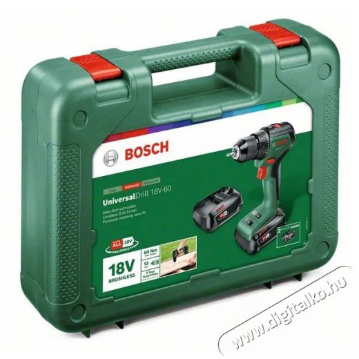 Bosch UniversalDrill 18V-55 (2x 2,0 Ah) + AL18V-20 H&aacute;ztart&aacute;s / Otthon / K&uuml;lt&eacute;r - Szersz&aacute;m - F&uacute;r&oacute; / f&uacute;r&oacute;kalap&aacute;cs - 518586