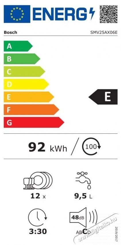 Bosch SMV25AX06E Serie 2 Be&eacute;p&iacute;thető mosogat&oacute;g&eacute;p Konyhai term&eacute;kek - Mosogat&oacute;g&eacute;p - Norm&aacute;l (60cm) be&eacute;p&iacute;thető mosogat&oacute;g&eacute;p - 531390