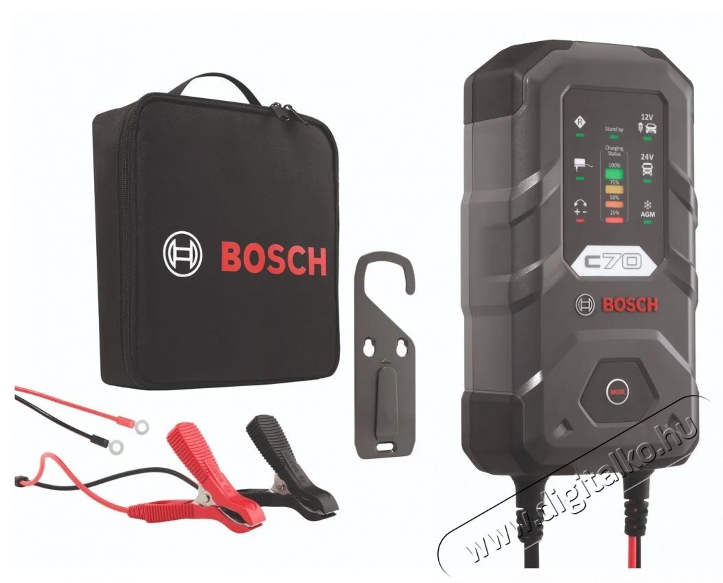 Bosch C70, 12V 24V aut&oacute; akkuml&aacute;tor t&ouml;ltő Aut&oacute;hifi / Aut&oacute; felszerel&eacute;s - Aut&oacute;s t&ouml;ltő / szivargy&uacute;jt&oacute; adapter - 531702