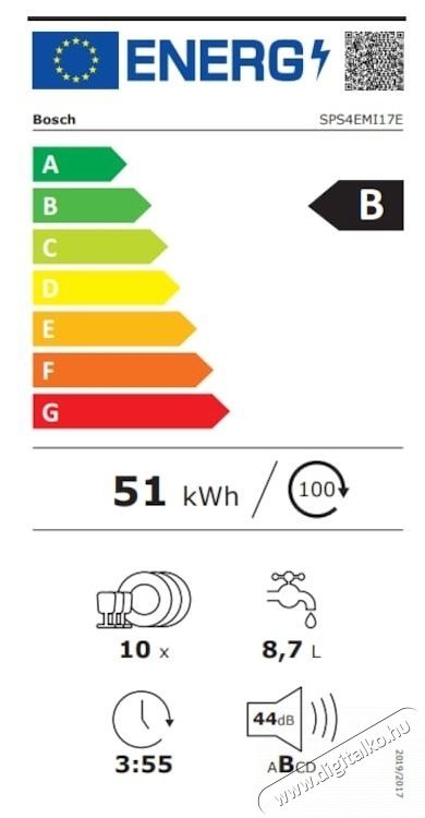 Bosch SPS4EMI17E mosogat&oacute;g&eacute;p, 45 cm, Rozsdamentes ac&eacute;l Konyhai term&eacute;kek - Mosogat&oacute;g&eacute;p - Keskeny (45cm-ig) szabadon&aacute;ll&oacute; mosogat&oacute;g&eacute;p - 534939