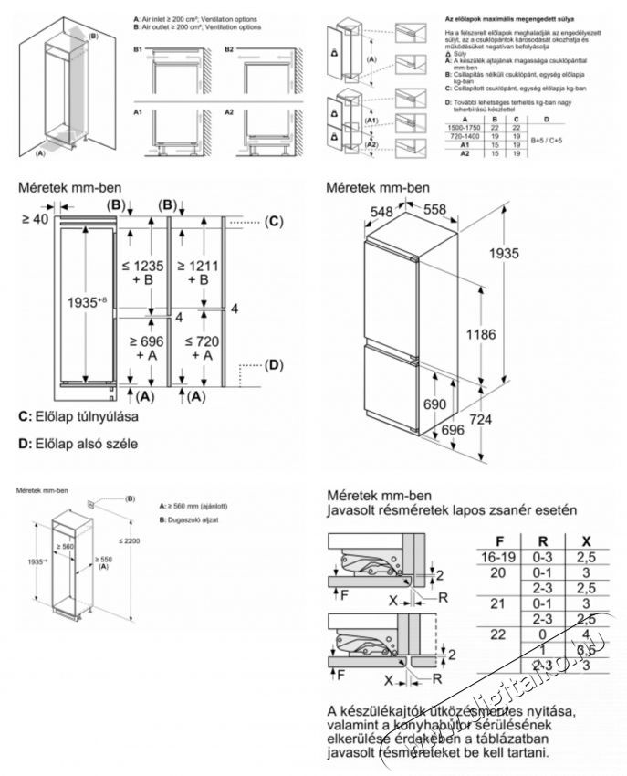 Bosch KIN96ADC0 be&eacute;p&iacute;thető kombin&aacute;lt hűtőszekr&eacute;ny Konyhai term&eacute;kek - Hűtő, fagyaszt&oacute; (be&eacute;p&iacute;thető) - Alulfagyaszt&oacute;s kombin&aacute;lt hűtő - 539040