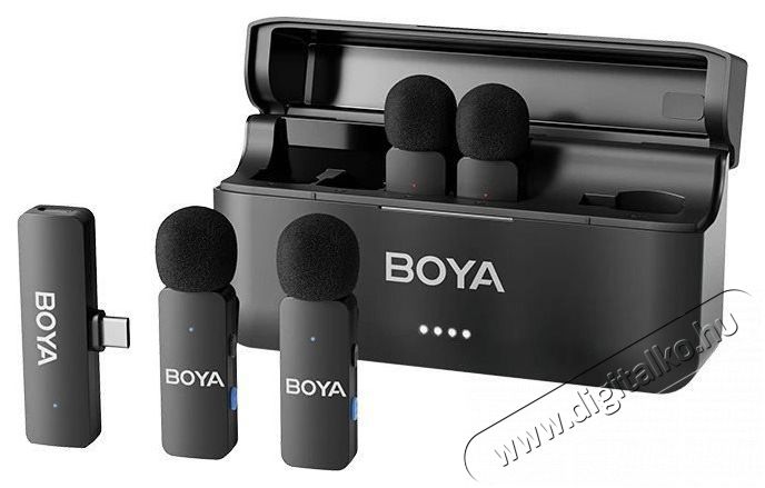 Boya BY-V4D Fot&oacute;-Vide&oacute; kieg&eacute;sz&iacute;tők - Mikrofon - Cs&iacute;ptetős, fej &eacute;s kitűző mikrofon - 524459