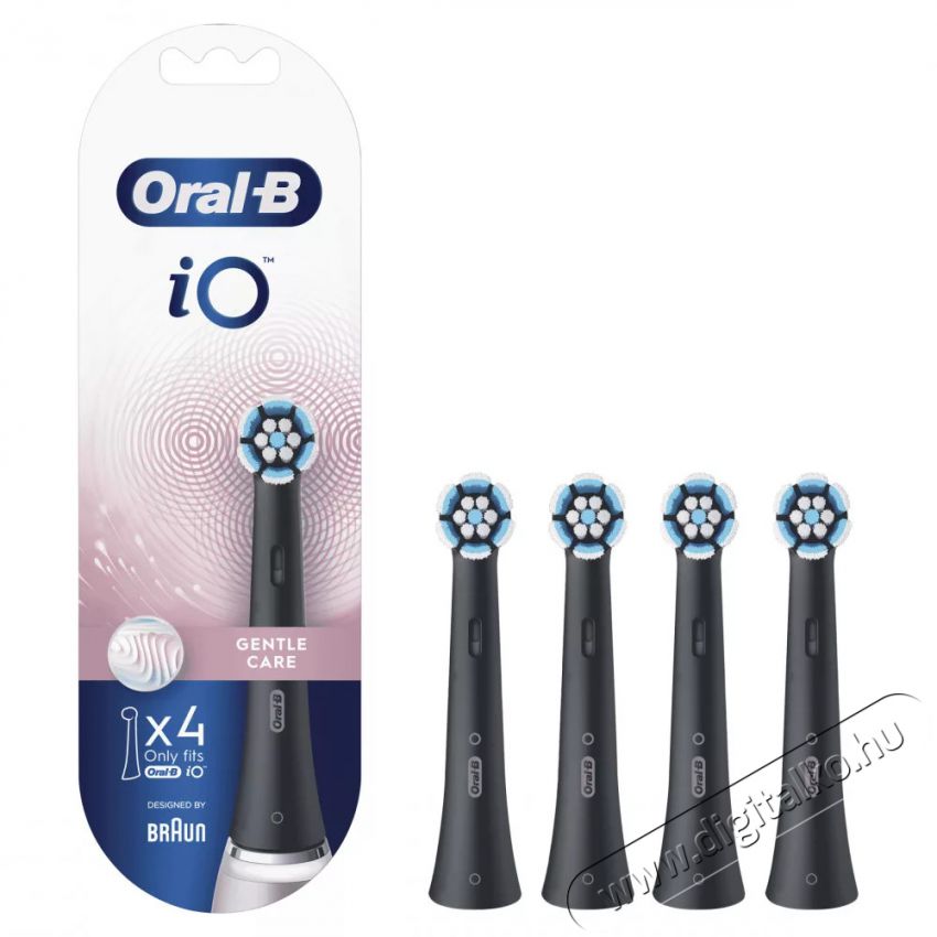 BRAUN Oral-B iO fogkefefej Gentle Care Black 4db Sz&eacute;ps&eacute;g&aacute;pol&aacute;s / Eg&eacute;szs&eacute;g - Sz&aacute;j / fog &aacute;pol&aacute;s - Elektromos fogkefe - 399694