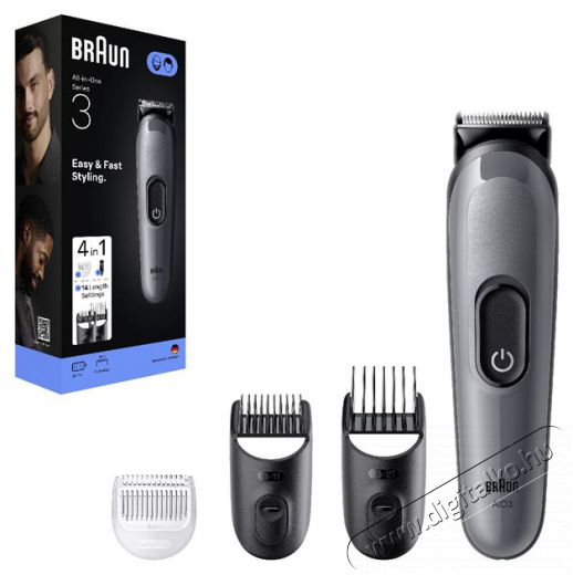 BRAUN AIO 3500 multifunkci&oacute;s testszőrzet &aacute;pol&oacute; Sz&eacute;ps&eacute;g&aacute;pol&aacute;s / Eg&eacute;szs&eacute;g - Haj&aacute;pol&aacute;s - Haj / szak&aacute;ll v&aacute;g&oacute;, ny&iacute;r&oacute; - 506894
