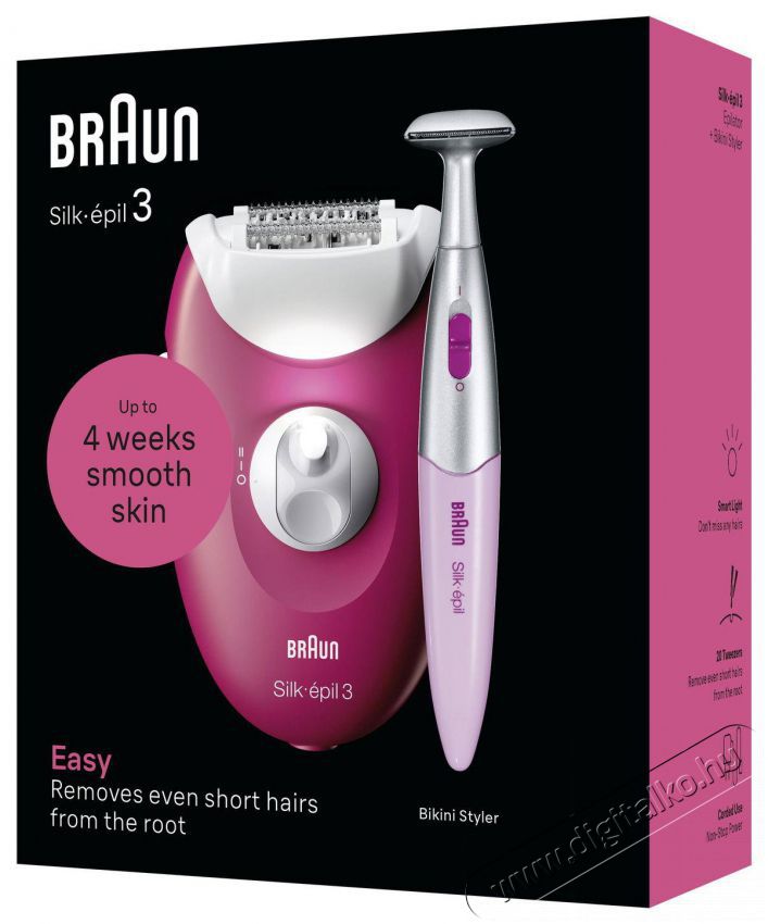 BRAUN Silk-&eacute;pil 3 3-202, m&aacute;lna Sz&eacute;ps&eacute;g&aacute;pol&aacute;s / Eg&eacute;szs&eacute;g - Szőrtelen&iacute;tő / borotva - Női szőrtelen&iacute;tő - 511831