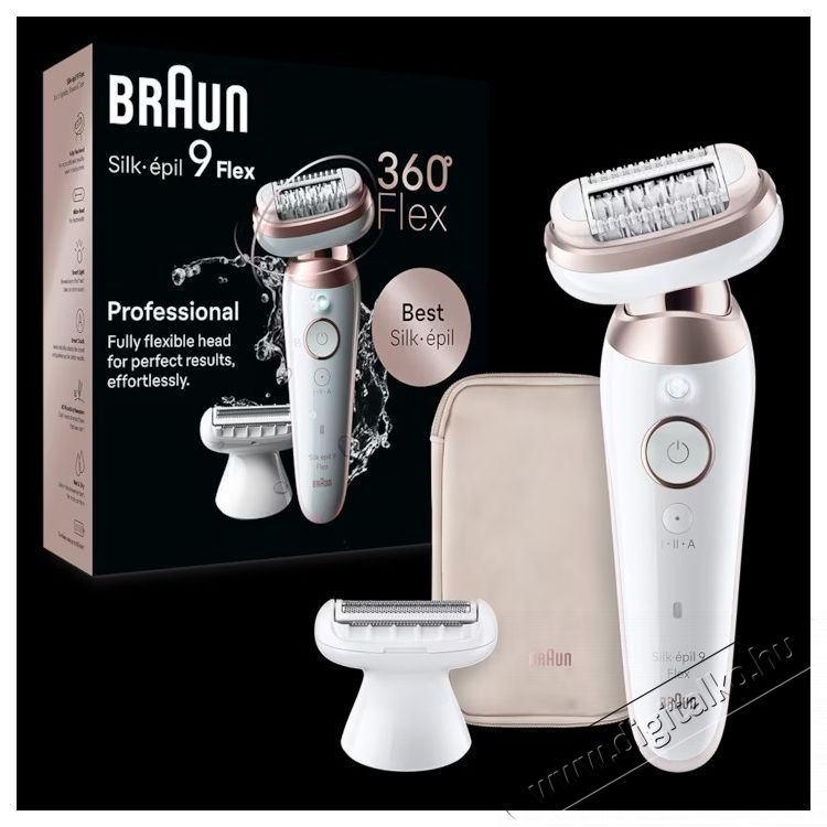 BRAUN Silk-&eacute;pil 9 9-030 Flex 360 Wet Dry epil&aacute;tor, Smart Touch, 40 csipesz, 2 sebess&eacute;g, Borotvafej + f&eacute;sű, Utaz&oacute;t&aacute;ska, Feh&eacute;r/Bronz Sz&eacute;ps&eacute;g&aacute;pol&aacute;s / Eg&eacute;szs&eacute;g - Szőrtelen&iacute;tő / borotva - Női szőrtelen&iacute;tő - 533091