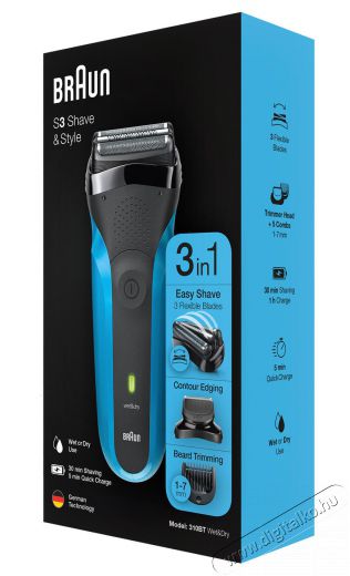 BRAUN 310BT WD borotva - k&eacute;k &eacute;s fekete Sz&eacute;ps&eacute;g&aacute;pol&aacute;s / Eg&eacute;szs&eacute;g - Szőrtelen&iacute;tő / borotva - F&eacute;rfi borotva - 361659