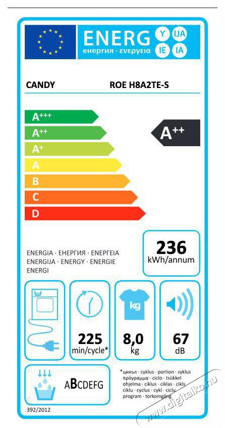 Candy ROE H8A2TE-S hőszivattyus sz&aacute;r&iacute;t&oacute;g&eacute;p H&aacute;ztart&aacute;s / Otthon / K&uuml;lt&eacute;r - Mos&oacute;g&eacute;p / sz&aacute;r&iacute;t&oacute;g&eacute;p - Sz&aacute;r&iacute;t&oacute;g&eacute;p - 378280
