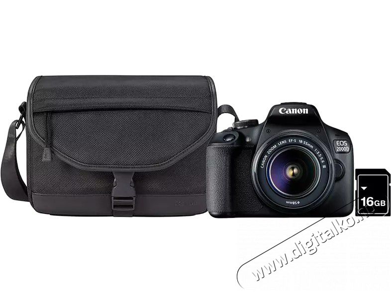 CANON EOS 2000D DSLR f&eacute;nyk&eacute;pezőg&eacute;p + EF-S 18-55mm f/3.5-5.6 DC III + SB130 t&aacute;ska + 16GB SD k&aacute;rtya (2728C054) F&eacute;nyk&eacute;pezőg&eacute;p / kamera - DSLR t&uuml;k&ouml;rreflexes f&eacute;nyk&eacute;pezőg&eacute;p - 374221